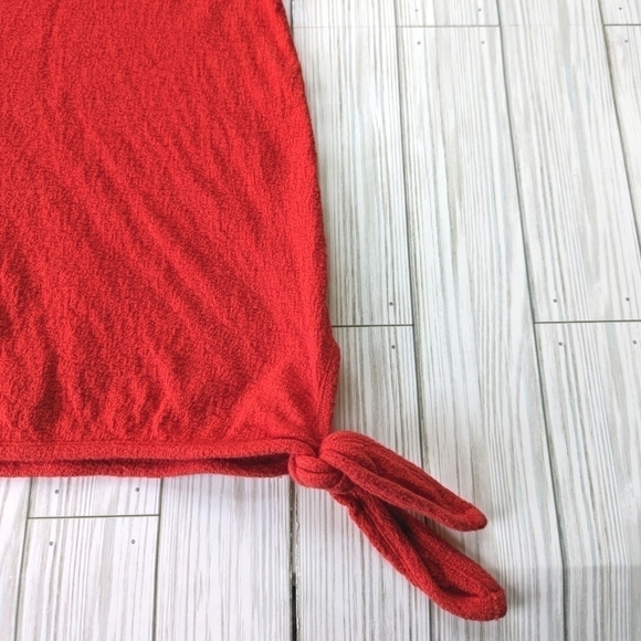 Madewell Texture & Thread Modern Side Tie Top in Red Cotton Size Small - Picture 6 of 9